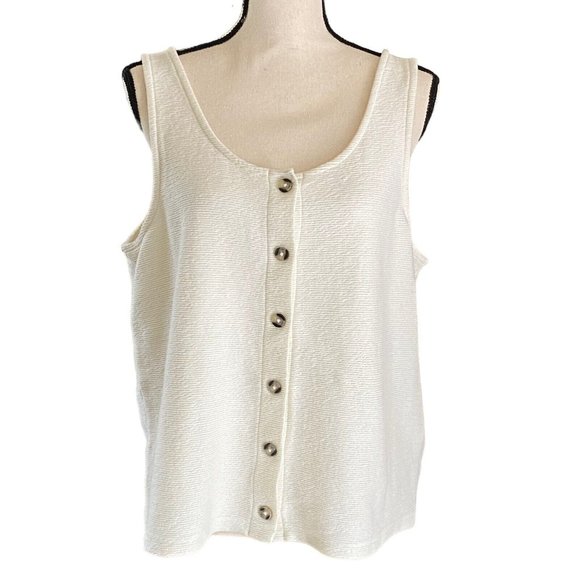 Madewell White Button-Front Tank Top - Picture 3 of 12